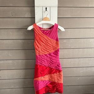 BCBGMaxAzria Vibrant Pink and Red Mini Dress